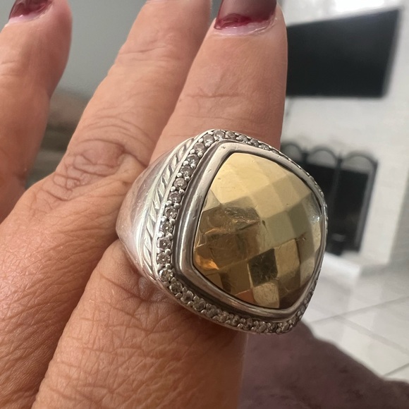 David Yurman diamonds Albion faceted gold ring sz 7 - Picture 8 of 11